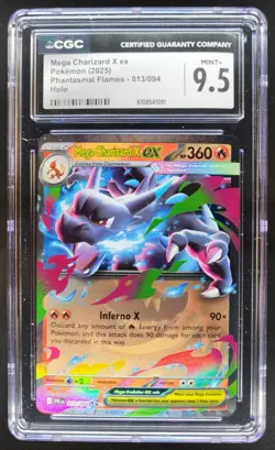 2025 Pokemon Phantasmal Flames Mega Charizard X ex Holo Double Rare CGC 9.5 PT - Image 1