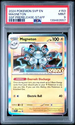 2024 POKEMON SVP EN-SV BLACK STAR PROMO #153 MAGNETON PSA 9 - Image 1