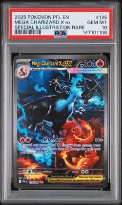 2025 POKEMON PFL EN-PHANTASMAL FLAMES #125 MEGA CHARIZARD X EX PSA 10 - Image 1