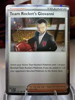 Team Rocket’s Giovanni 174/182 Cosmos Holo SWIRL Pokemon TCG Destined Rivals NM - Image 1