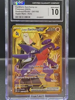CGC 10 Gem Mint - Cynthia's Garchomp ex 241/182 Pokemon TCG Sv10 Destined Rivals - Image 1