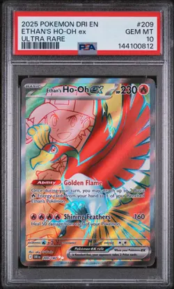 2025 POKEMON DRI EN-DESTINED RIVALS ULTRA RARE #209 ETHAN'S HO-OH EX PSA 10 - Image 1