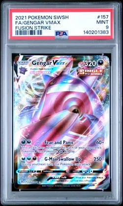 2021 POKEMON SWORD & SHIELD FUSION STRIKE #157 FULL ART/GENGAR VMAX PSA 9 - Image 1
