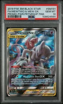 Mewtwo & Mew GX SM191 Pokemon Sm Black Star Promo Tag Team GEM MINT PSA 10 - Image 1