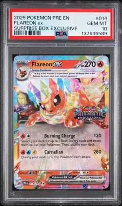 2025 POKEMON PRE SURPRISE BOX EXCLUSIVE #014 FLAREON EX PSA 10 - Image 1