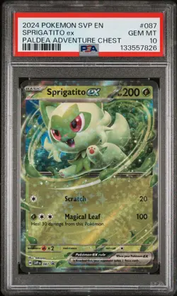 2024 POKEMON SVP PALDEA ADVENTURE CHEST PROMO #087 SPRIGATITO EX PSA 10 - Image 1