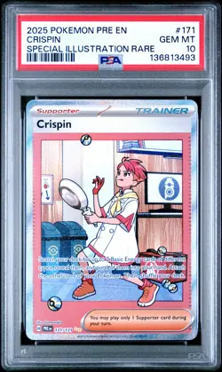 2025 POKEMON PRE SPECIAL ILLUSTRATION RARE #171 CRISPIN PSA 10 - Image 1