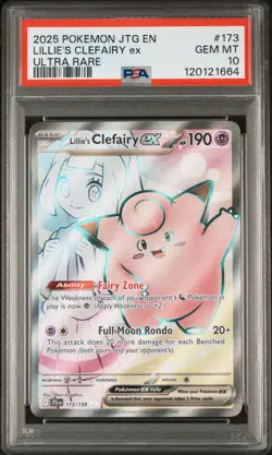 2025 POKEMON JTG EN-JOURNEY TOGETHER ULTRA RARE #173 LILLIE'S CLEFAIRY EX PSA 10 - Image 1