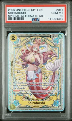 2025 ONE PIECE OP11-A FIST OF DIVINE SPEED SP ALT ART #057 SHIRAHOSHI PSA 10 - Image 1