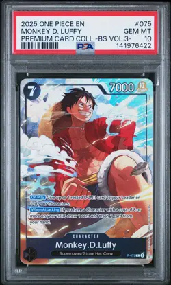 2025 ONE PIECE PREM CARD COLL -BEST SELECTION VOL.3- #075 MONKEY D. LUFFY PSA 10 - Image 1