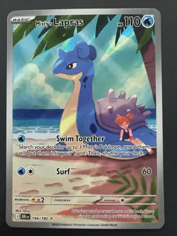 Pokemon TCG Misty's Lapras 194/182 Destined Rivals Illustration Rare Holo Card - Image 1