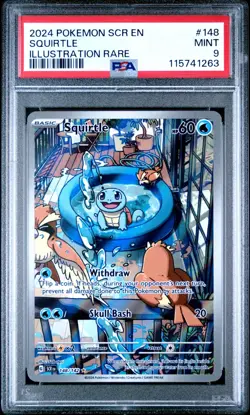 PSA 9 Squirtle 148/142 Stellar Crown Illustration Rare Pokemon Card - Image 1