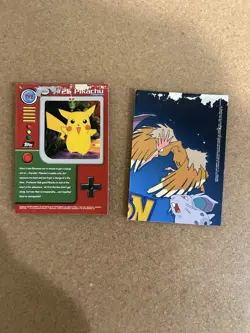 Pikachu + Professor Oak Holo Topps Animated Pokemon Card Lot Vintage WOTC - Image 2