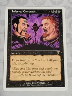 C3592 MAGIC MTG 7TH EDITION INFERNAL CONTRACT #143 LP RARE - Image 1