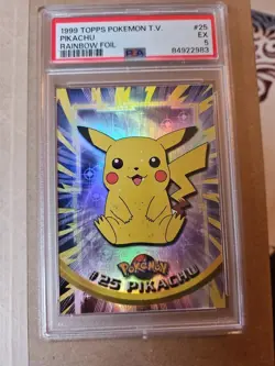 1999 Topps Pokemon TV Pikachu Rainbow Foil #25 - Black label - Image 1