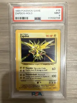 1999 Pokemon Zapdos PSA 9 Mint Holo #16 Base Set - Image 1