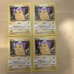 Lot of 4 Vintage 2000 Pokemon TCG Base Set 2 Pikachu LP 87/130 - Image 1