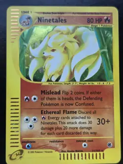 Pokemon Base Set Expedition # 21/165 Holo NINETALES [No Play With] - Image 1