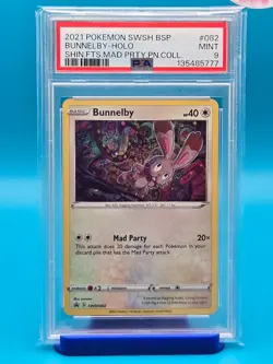 PSA 9 - 2021 POKEMON SWSH BLACK STAR PROMO 082 BUNNELBY-HOLO SHINING FATES - Image 1