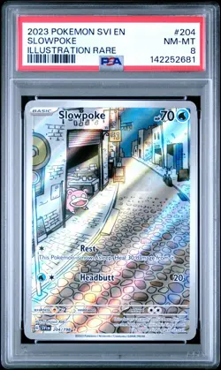 2023 Pokemon Scarlet & Violet SVI EN Slowpoke Illustration Rare #204 PSA 8 NM-MT - Image 1