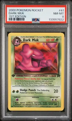 2000 POKEMON ROCKET 1ST EDITION #41 DARK MUK PSA 8 - Image 1