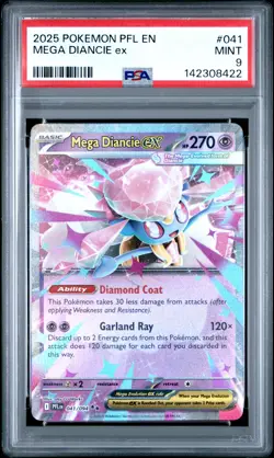 2025 POKEMON PFL EN-PHANTASMAL FLAMES #041 MEGA DIANCIE EX PSA 9 - Image 1