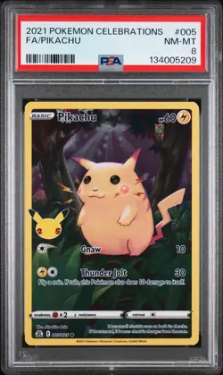 2021 POKEMON CELEBRATIONS #005 FULL ART/PIKACHU PSA 8 - Image 1