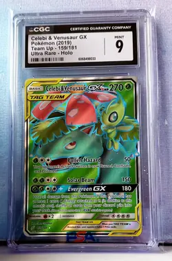2019 Pokemon S&M Team Up Celebi & Venusaur GX Full Art 159/181 CGC 9 - Image 1