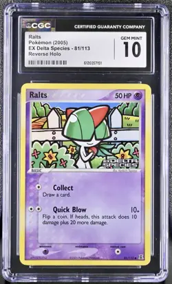 Pokemon Ralts 81/113 Delta Species Reverse Holo - CGC 10 Gem Mint - Image 1