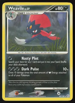 Pokemon Weavile 40/130 Diamond and Pearl Non-Holo (LP - HP) - Image 1