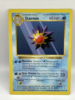 Pokemon Starmie 064/102 Base Set (Shadowless) -Unlimited Edition Regular MP - Image 1