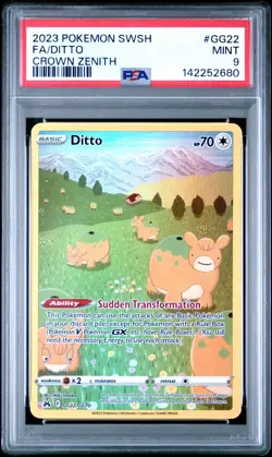 2023 Pokemon Sword & Shield Full Art Ditto Crown Zenith #GG22 PSA 9 MINT - Image 1