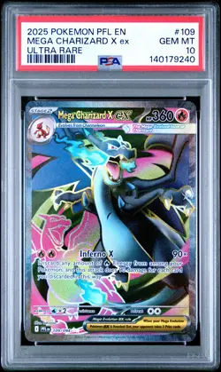 2025 POKEMON PFL EN-PHANTASMAL FLAMES ULTRA RARE #109 MEGA CHARIZARD X EX PSA 10 - Image 1