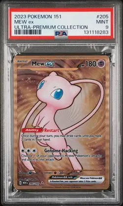 131118283 Mew ex 2023 Pokemon Scarlet Violet 151 Ultra Premium Promo #205 PSA 9 - Image 1