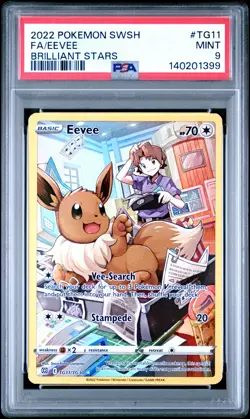 2022 POKEMON SWORD & SHIELD BRILLIANT STARS #TG11 FULL ART/EEVEE PSA 9 - Image 1