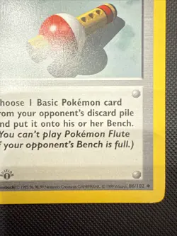 1st Edition Pokemon Flute 86/102 Base Set (Shadowless) -Excellent - Image 4