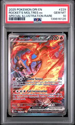 2025 POKEMON DRI SPECIAL ILLUSTRATION RARE #229 TEAM ROCKET'S MOLTRES EX PSA 10 - Image 1
