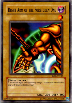 Right Arm of the Forbidden One - DB1-EN137 Common - Unlimited - Yugioh - Image 1