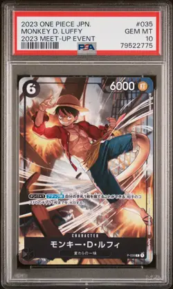 PSA 10 GEM MINT JAPANESE ONE PIECE 2023 MONKEY D. LUFFY P-035 PROMO 2023 MEET - Image 1