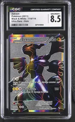 CGC 8.5 Zekrom 2011 Black & White 114/114 Ultra Rare Holo Pokemon Card - Image 1