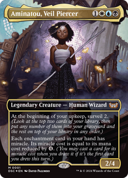 Aminatou, Veil Piercer 1 BORDERLESS Near Mint NM FOIL Duskmourn DSC Magic MTG - Image 1