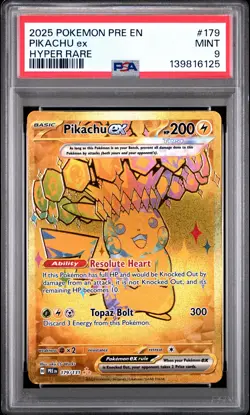 2025 POKEMON PRE EN-PRISMATIC EVOLUTIONS HYPER RARE #179 PIKACHU EX PSA 9 - Image 1