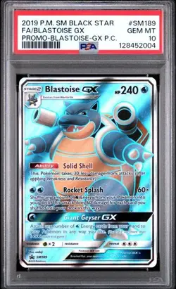 2019 POKEMON SM BLACK STAR PROMO #SM189 FA/BLASTOISE GX PROMO PSA 10 (B) - Image 1