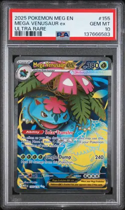 2025 POKEMON MEG EN-MEGA EVOLUTION ULTRA RARE #155 MEGA VENUSAUR EX PSA 10 - Image 1