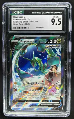 2021 Pokemon SWSH Evolving Skies Rayquaza V #194/203 CGC 9.5 - Image 1