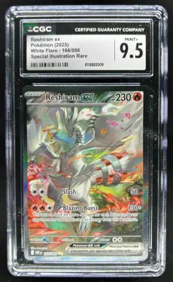 2025 Pokemon White Flare Reshiram ex Special Illustration Rare #166/086 CGC 9.5 - Image 1
