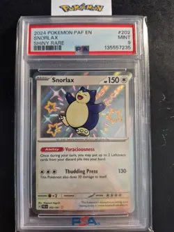 2024 Pokemon Paldean Fates #202 Snorlax Shiny Rare PSA Mint 9 - Image 1