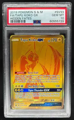 2019 Pokemon Hidden Fates Tapu Koko GX Shiny Vault Secret Rare #SV93/SV94 PSA 10 - Image 1