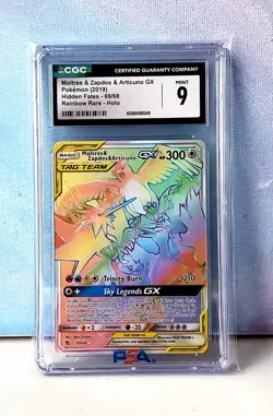2019 Pokemon Moltres & Zapdos & Articuno GX Hidden Fates 69/68 CGC 9 - Image 1