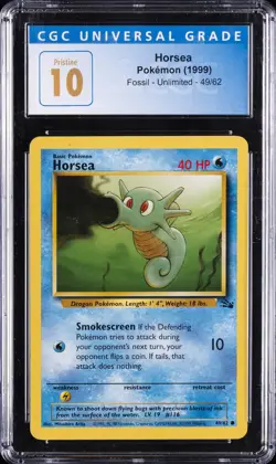 1999 POKEMON FOSSIL UNLIMITED #49 HORSEA CGC 10 PRISTINE - Image 1